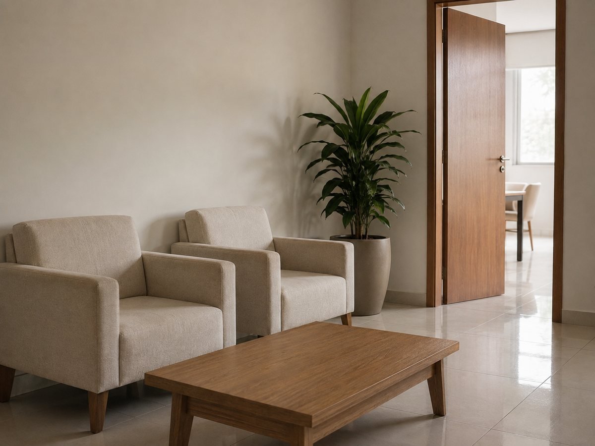 Sala de espera da JPF Advocacia, no Edifício Campos Office Center, em Cuiabá