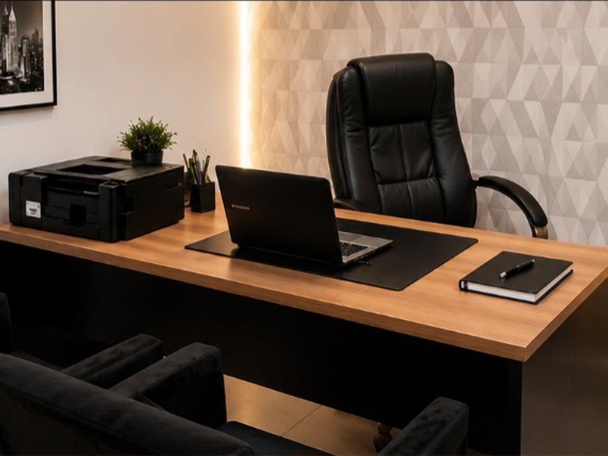 Sala de atendimento da JPF Advocacia, no Edifício Campos Office Center, em Cuiabá